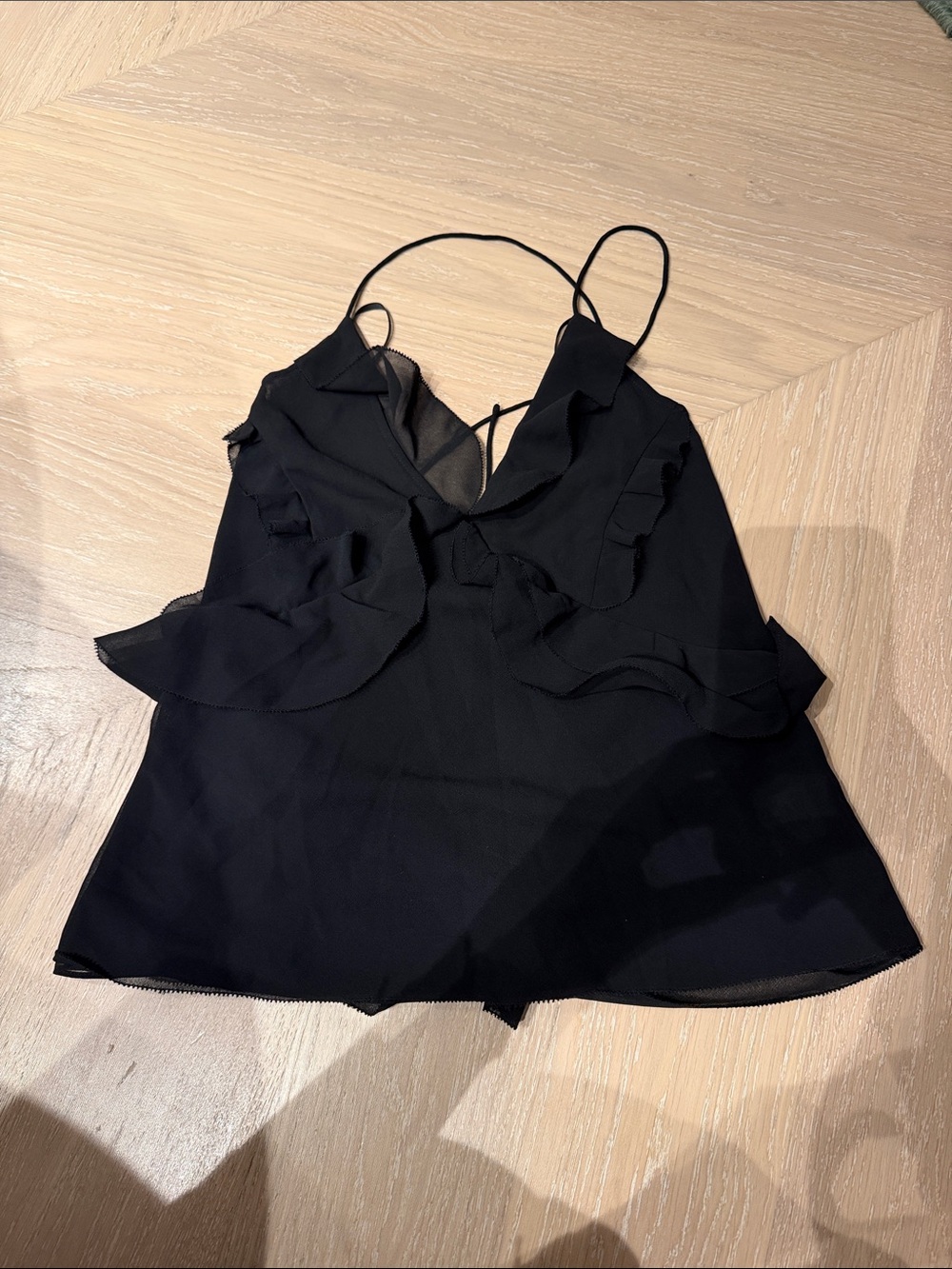 Favorite Daughter Black Ruffled V-Neck Camisole Top - Women